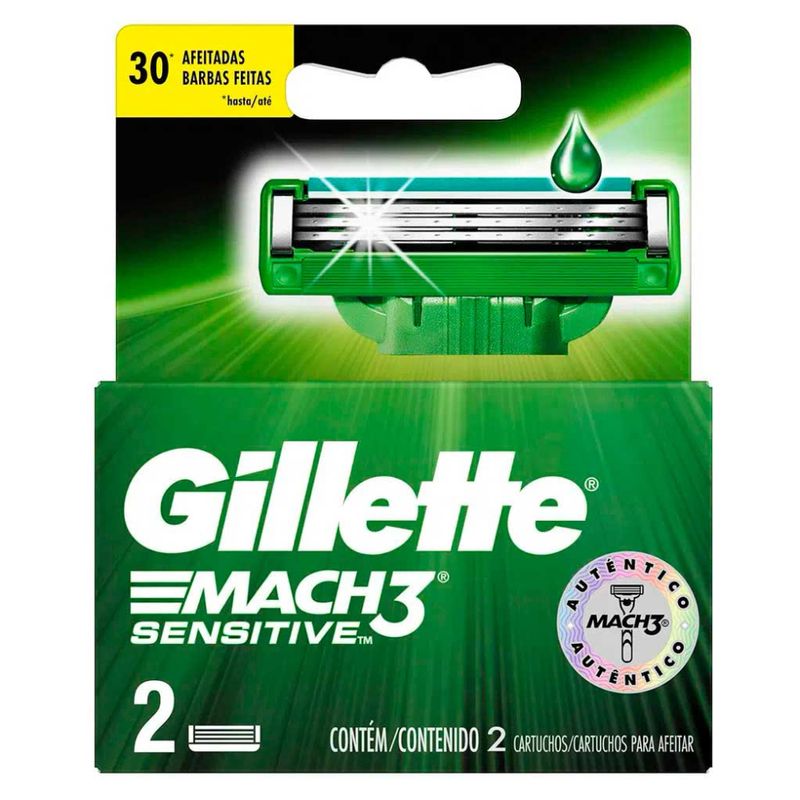 -Carga-Para-Aparelho-De-Barbear-Gillette-Mach3-Sensitive-2-Unidades