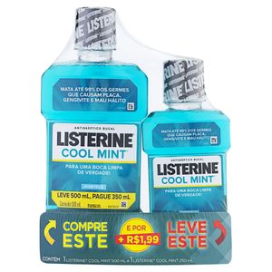 Kit Antisséptico Bucal Listerine Cool Mint 500ml + 250ml