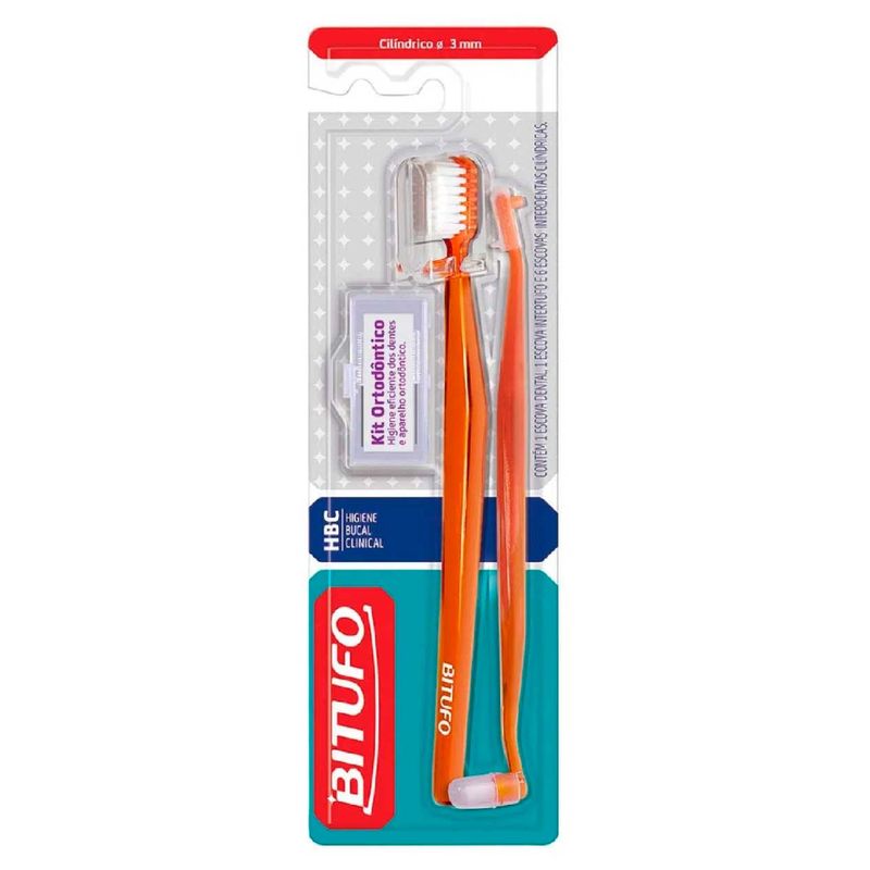 -Kit-Bitufo-Escova-Dental-Ortodontica-Cilindrica---Escova-Intertufo---6-Refis-Interdentais