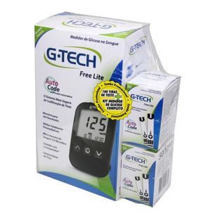 Kit Aparelho Medidor De Glicose G-tech Free Lite E 100 Tiras