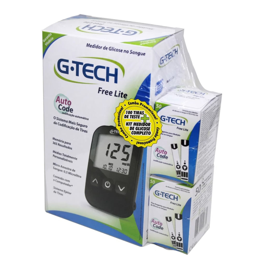 G-Tech Kit Medidor Glicose Free 1 Completo : : Saúde e  Bem-Estar