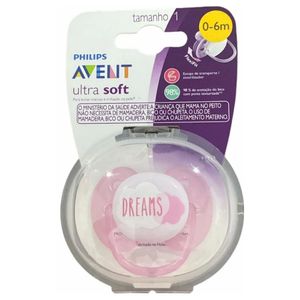Chupeta Avent Ultra Soft Rosa Dreams 0 A 6 Meses 1 Unidade
