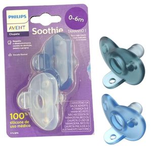 Chupeta Soothie Avent Azul 0 A 6 Meses 2 Unidades
