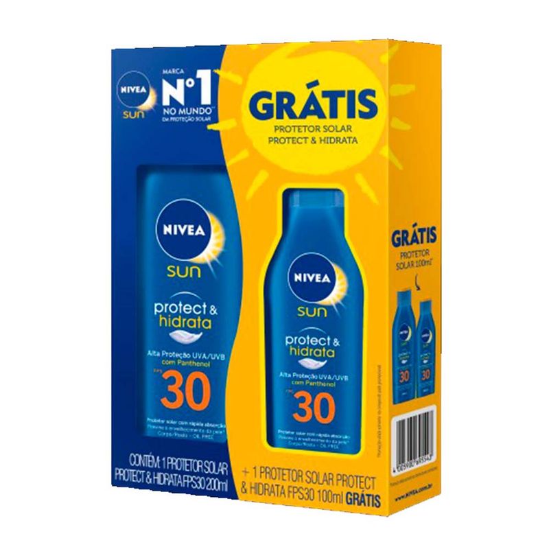 -Kit-Nivea-Protetor-Solar-Sun-Protect-E-Hidrata-Fps30-200ml---Protetor-Solar-Fps30-100ml