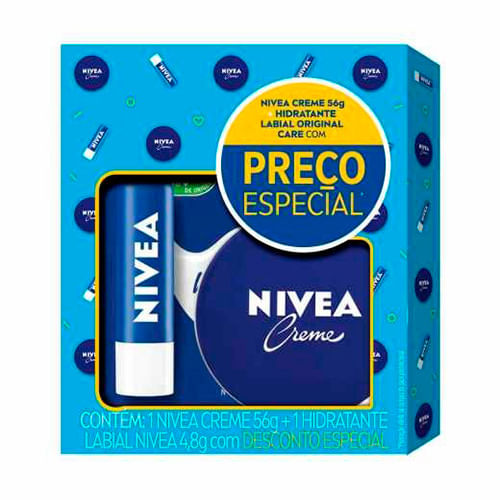 -Kit-Nivea-Hidratante-Facial-Nivea-Creme-56g---Protetor-Labial-Original-Care-48g