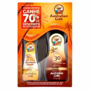 Kit Australian Gold Protetor Solar Bronzer Fps30 275ml + Acelerador De Bronzeado 125ml