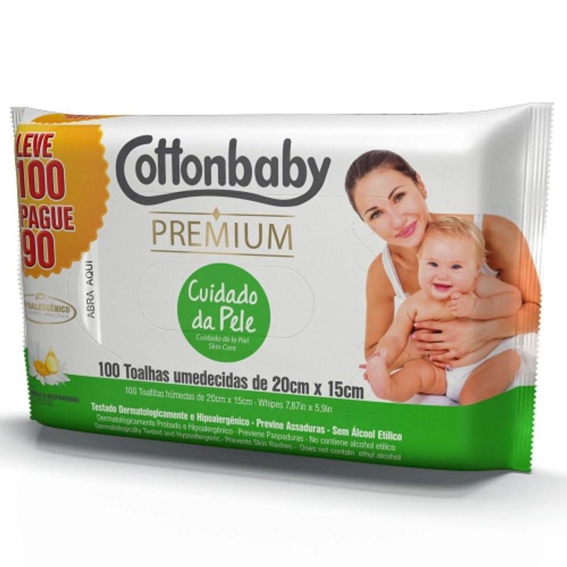 -Lencos-Umedecidos-Cottonbaby-Premium-Cuidado-Com-A-Pele-100-Unidades