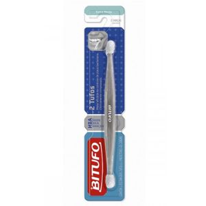 Kit Bitufo Escova Dental 2 Tufos Extra Macia Sortida + 2 Protetores De Cerdas