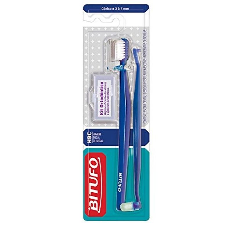 -Kit-Bitufo-Escova-Ortodontico-Conica---Escova-Intertufo---6-Refis-Interdentais