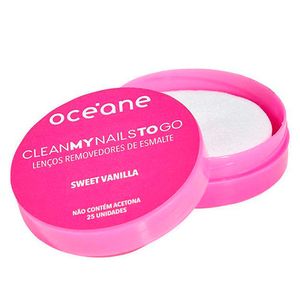 Lenço Removedor De Esmalte Océane Clean My Nails To Go Vanilla 25 Unidades