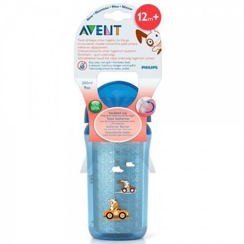 -Copo-Termico-Com-Canudo-Philips-Avent-Azul-260ml-12--Meses-1-Unidade