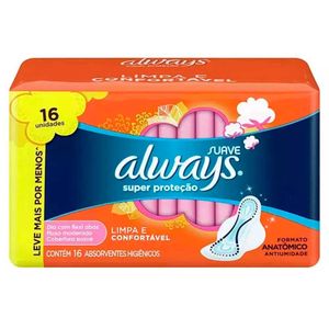 Absorvente Always Super Proteção Suave Com Abas 16 Unidades