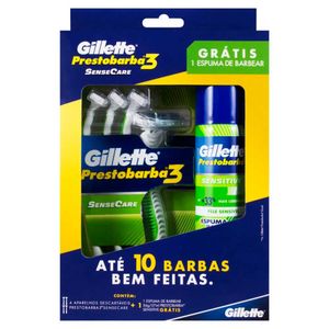 Kit Gillette Aparelhos Descartáveis Prestobarba 3 Sense Care 4 Unidades + Espuma De Barbear 57ml