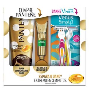 Kit Pantene Super Condicionador Summer Edition + 3 Ampolas + 2 Aparelhos Depilatórios Venus Simply3