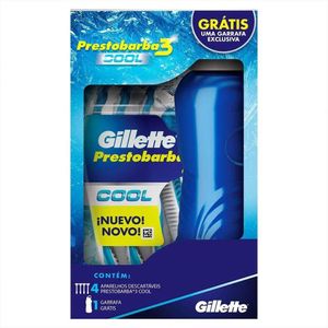 Kit Gillette Prestobarba 3 Cool Aparelho De Barbear 4 Unidades + Garrafa