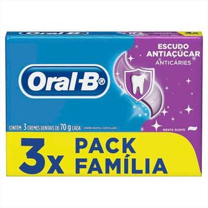 Creme Dental Oral-b Pro-saúde Com Escudo Anti Açúcar 3 Unidades De 70g
