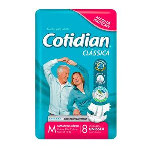 Fralda Geriátrica Adulto Cotidian Clássica M 8 Unidades