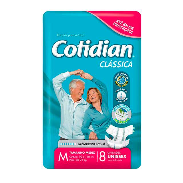 Fralda Geriátrica Adulto Cotidian Clássica M 8 Unidades
