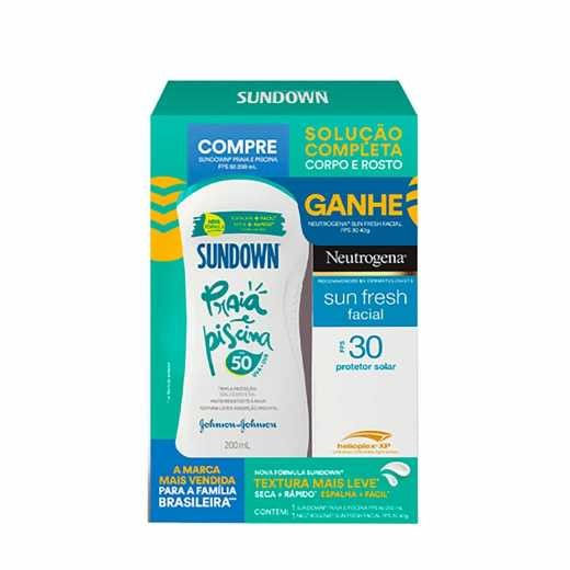 -Kit-Protetor-Solar-Corporal-Sundown-Praia-E-Piscina-Fps50-200ml---Protetor-Facial-Neutrogena-Sun-Fresh-Fps30-40g