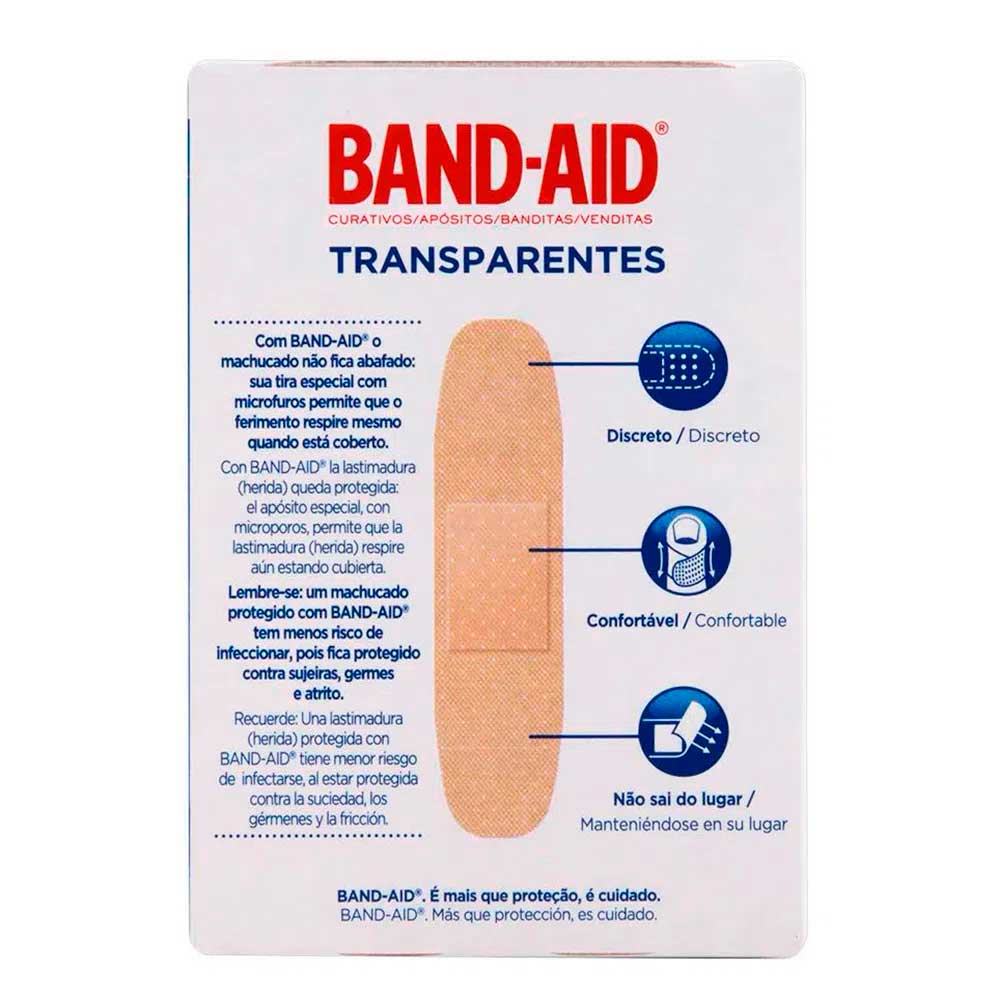Curativo Band-aid Com 30 Adesivos Transparentes Sortidos
