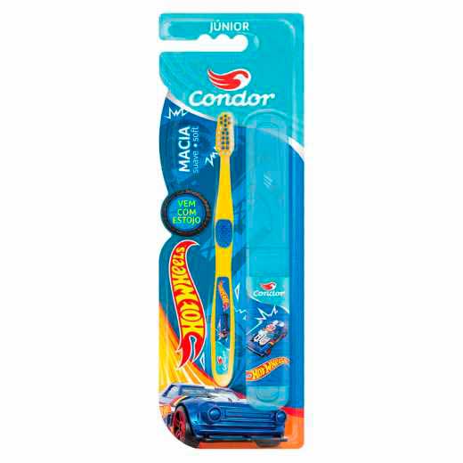 -Escova-Dental-Infantil-Condor-Junior-Hot-Wheels-1-Unidade---Estojo