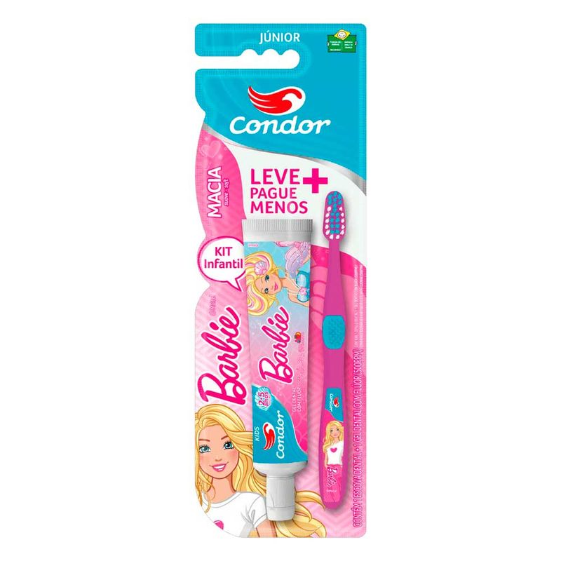 -Kit-Condor-Escova-Dental-Barbie-Junior-Macia-Sortida---Gel-Dental-50g