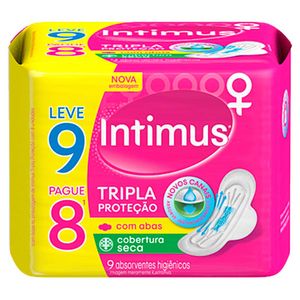 Absorvente Intimus Gel Tripla Proteção Seca Com Abas 9 Unidades