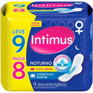 Absorvente Intimus Gel Noturno Suave Com Abas 9 Unidades