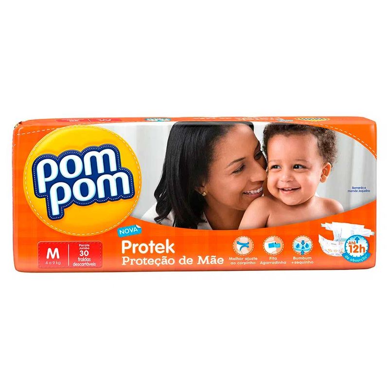 -Fralda-Pom-Pom-Protek-Protecao-De-Mae-M-30-Unidades