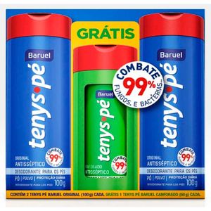 Kit Tenys Pé Talco Desodorante Para Pés Original 2 Unidades De 100g + Canforado 60g