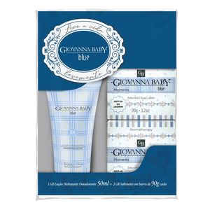 Kit Giovanna Baby Blue Loção Hidratante 50ml + Sabonetes Em Barra 90g