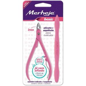 Kit Merheje Basic Rosa Espátula + Alicate Para Cutícula