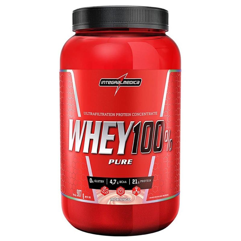 -Whey-Protein-100--Pure-Integralmedica-Morango-907g