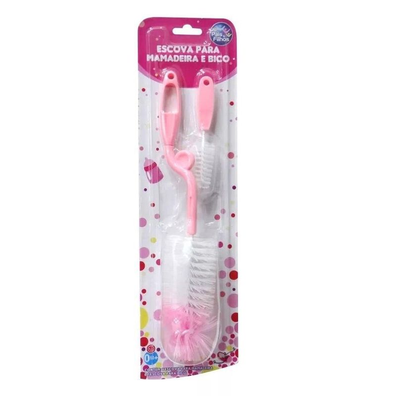 -Kit-Escova-Para-Limpeza-De-Mamadeira-E-Bico-Pais---Filhos-Rosa-2-Unidades