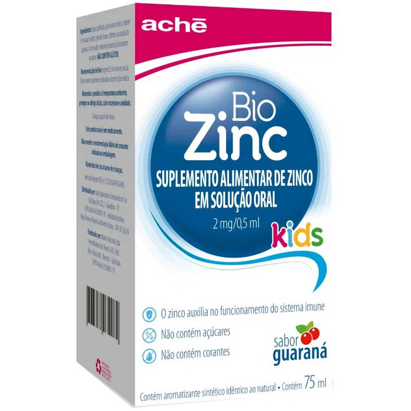 Biozinc Kids Guaraná 2mg/0,5ml Xarope 75ml - Promofarma