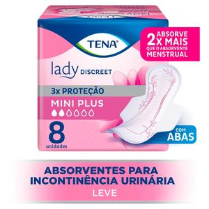 Absorvente Para Incontinência Urinária Tena Lady Discreet Mini Plus Com Abas 8 Unidades