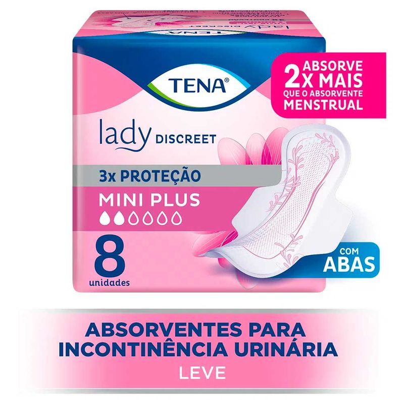 -Absorvente-Para-Incontinencia-Urinaria-Tena-Lady-Discreet-Mini-Plus-Com-Abas-8-Unidades