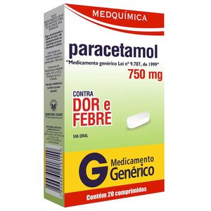 Paracetamol 750mg 20 Comprimidos