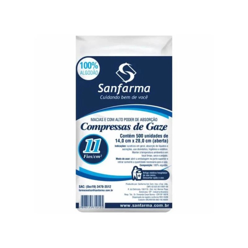 -Compres-Gaze-11-Fios-Pct-C--500-Unid-Sanfa