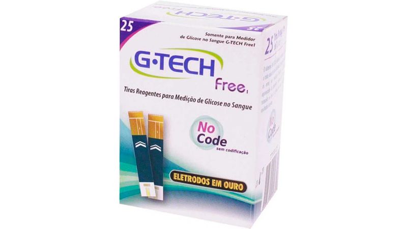 SAÚDE TOTAL - KIT MEDIDOR DE GLICOSE NO SANGUE G-TECH FREE + 100 TIRAS  REAGENTES