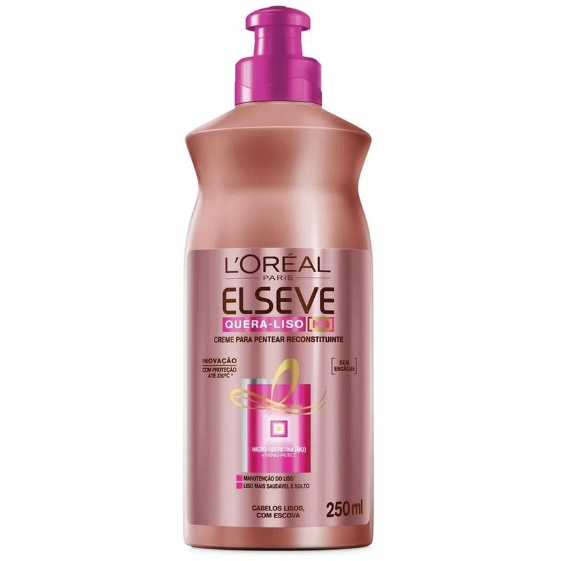 -Creme-De-Pentear-Elseve-Quera-liso-Liso-Com-Escova-250ml
