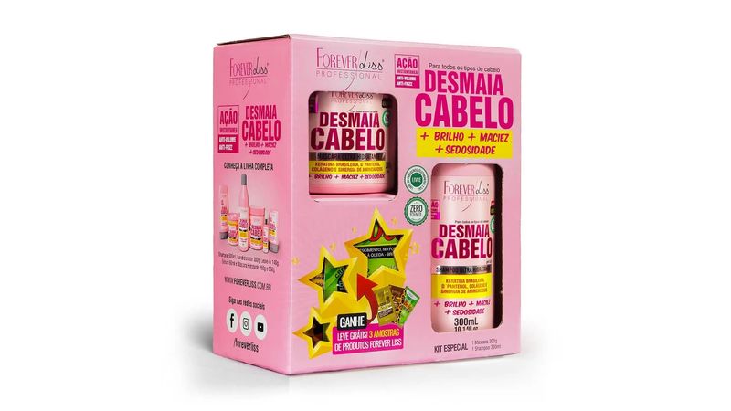 Kit Forever Liss Desmaia Cabelo Shampoo 300ml + Máscara Capilar