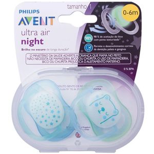 Chupeta Avent Ultra Air Night 0 A 6 Meses 2 Unidades