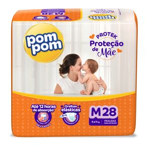 Fralda Pom Pom Derma Protek M 28 Unidades