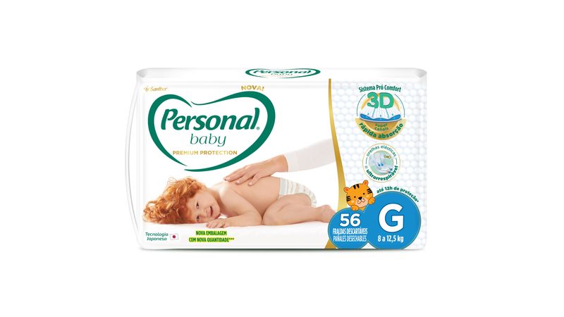Fralda Infantil Personal Baby Premium Protection G C/56 - Promofarma