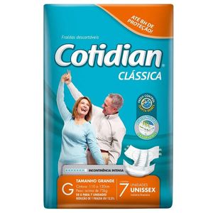 Fralda Geriátrica Adulto Cotidian Clássica G 7 Unidades
