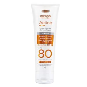 Protetor Solar Facial Actine Ultra Sem Cor Fator 80 Com 40g