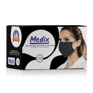 Mascara Cirurgica Tripla C/elastico Preta C/50 Medix