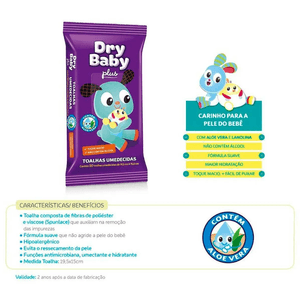 Lenços Umedecidos Dry Baby Plus 50 Unidades