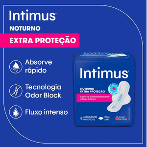 Absorvente Intimus Gel Noturno Suave Com Abas 8 Unidades